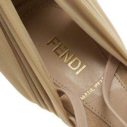 Pre Owned Fendi Beige Fabric and Suede Strappy Platform Sandals Size 37