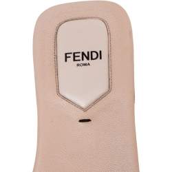 Pre Owned Fendi Beige Patent Leather Embellished Flat Slides Size 37
