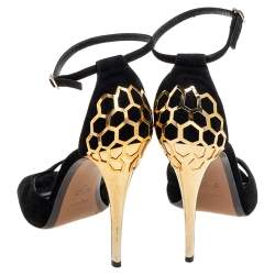Pre Owned Fendi Black Suede Ankle Strap Sandals Size 40