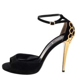 Pre Owned Fendi Black Suede Ankle Strap Sandals Size 40