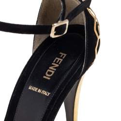 Pre Owned Fendi Black Suede Ankle Strap Sandals Size 40