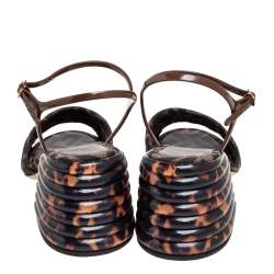 Fendi Tobacco Zucca Canvas FF Motif Promenade Ankle-Strap Sandals Size 38