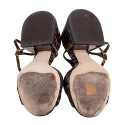 Fendi Tobacco Zucca Canvas FF Motif Promenade Ankle-Strap Sandals Size 38