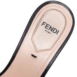 Pre Owned Fendi Brown/Black Velvet and Leather Open Toe Sandals Size 36.5