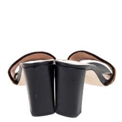 Pre Owned Fendi Brown/Black Velvet and Leather Open Toe Sandals Size 36.5