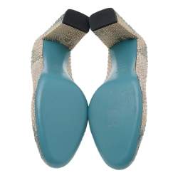 Pre Owned Fendi Blue Python Leather Block Heel Pumps Size 40