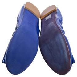 Pre Owned Fendi Royal Blue Patent Leather Bow Detail Scrunch Ballet Flats Size 41