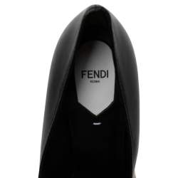 Pre Owned Fendi Black/Beige Leather And Shearling Wedge Pumps Size 40