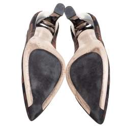 Pre Owned Fendi Brown/Black Zucca Mesh and Leather Colibri Pumps Size 39