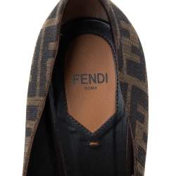 Pre Owned Fendi Tobacco Zucca Canvas Fendista Platform Pumps Size 40