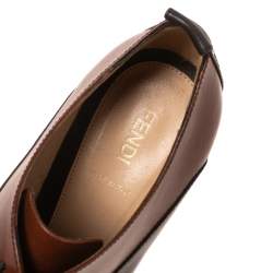 Pre Owned Fendi Brown/Black Leather Lace-Up Ankle Platform Booties Size 40