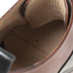 Pre Owned Fendi Brown/Black Leather Lace-Up Ankle Platform Booties Size 40