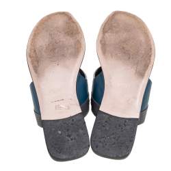 مملوكة مسبقًا Fendi Multicolor Leather And Lizard Embossed Leather Bug Monster Thong Sandals Size 38