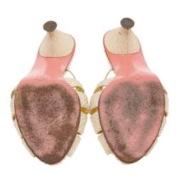 مملوكة مسبقًا Fendi Cream Python Slide Sandals Size 40.5