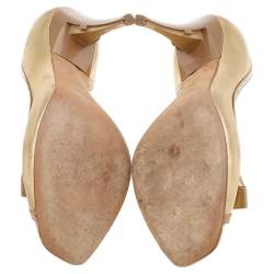 مملوكة مسبقًا Fendi Gold Leather Bow Pumps Size38.5 