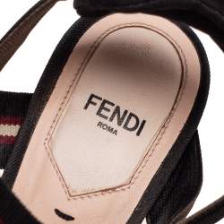 Pre Owned صندل فندي كوليبري جلد وشبكة بحزام للكاحل مقاس 39