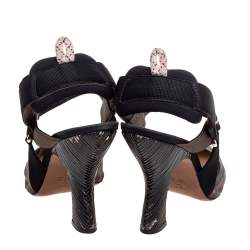 Pre Owned صندل فندي كوليبري جلد وشبكة بحزام للكاحل مقاس 39