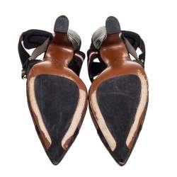 Pre Owned صندل فندي كوليبري جلد وشبكة بحزام للكاحل مقاس 39