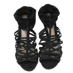 Fendi Black Suede And Elastic Strappy Sandals Size 37