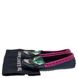 Fendi Multicolor Leather Monster Bugs Driver Loafers Size 37