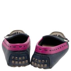 Fendi Multicolor Leather Monster Bugs Driver Loafers Size 37