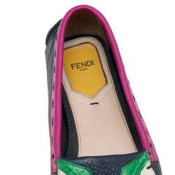 Fendi Multicolor Leather Monster Bugs Driver Loafers Size 37
