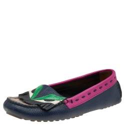 Fendi Multicolor Leather Monster Bugs Driver Loafers Size 37