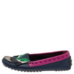 Fendi Multicolor Leather Monster Bugs Driver Loafers Size 37