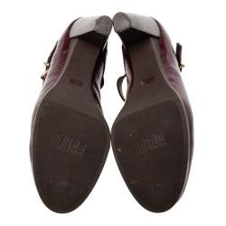 Pre Owned Fendi Burgundy Patent Leather  Mary Jane Platform Pumps Size 39