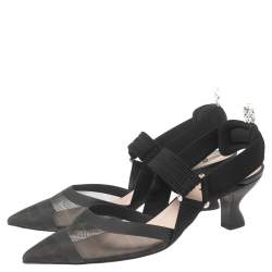 Pre Owned Fendi Black Zucca Mesh Colibri Slingback Pumps Size 39