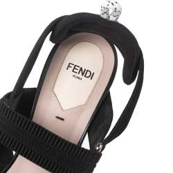 Pre Owned Fendi Black Zucca Mesh Colibri Slingback Pumps Size 39