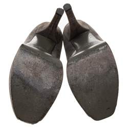 Pre Owned Fendi Grey/Yellow Suede Fendista Peep Toe Platform Pumps Size 39