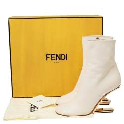 Fendi Beige Leather Fendi First High-Heeled Ankle Boots Size 41 