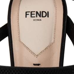 Pre Owned Fendi Black Mesh  And Satin Colibri Lite Slingback Pumps Size 39