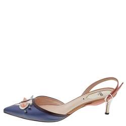 مملوكة مسبقًا Fendi Multicolor Leather Studded Monster Slingback Sandals Size 37