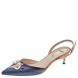 مملوكة مسبقًا Fendi Multicolor Leather Studded Monster Slingback Sandals Size 37