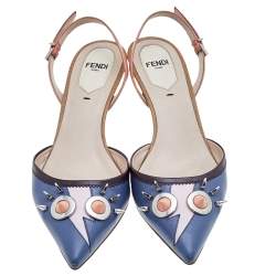 مملوكة مسبقًا Fendi Multicolor Leather Studded Monster Slingback Sandals Size 37