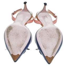 مملوكة مسبقًا Fendi Multicolor Leather Studded Monster Slingback Sandals Size 37