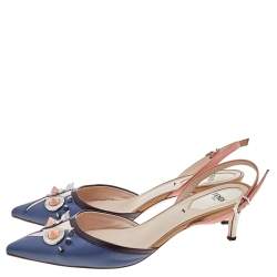 مملوكة مسبقًا Fendi Multicolor Leather Studded Monster Slingback Sandals Size 37