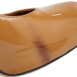 Pre Owned Fendi Caramel Patent Leather Platform FF Superstar Pumps Size 36.5