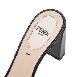 Pre Owned Fendi Brown FF Zucca Velvet Slide Sandals Size 35