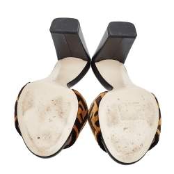 Pre Owned Fendi Brown FF Zucca Velvet Slide Sandals Size 35