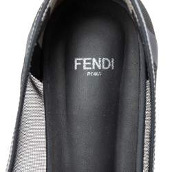 Pre Owned Fendi Black/Navy Blue Mesh Pointed Toe Ballet Flats Size 39.5