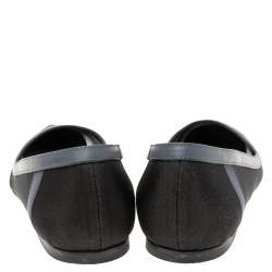 Pre Owned Fendi Black/Navy Blue Mesh Pointed Toe Ballet Flats Size 39.5