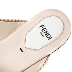 Pre Owned Fendi Navy Blue/ Pink Crisscross Knit and Fabric Bow Flat Slides Size 36