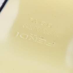 مملوكة مسبقًا Fendi Black Suede and Scalloped Leather Trim Platform Ankle-Strap Sandals Size 38.5