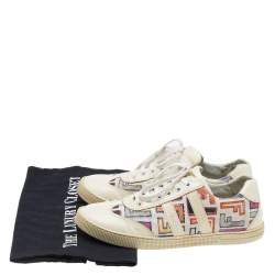 Fendi Multicolor Patent Leather And FF Print Coated Canvas Low Top Sneakers Size 37.5