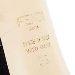 Pre Owned Fendi Black Suede And Multicolor Mink Fur Ankle Strap Pumps Size 36