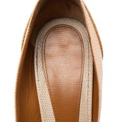 Fendi Tricolor Lizard Embossed Leather  Peep Toe Platform Pumps Size 39.5 