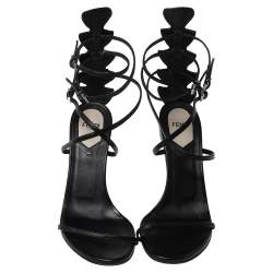 Pre Owned صندل فندي جلد أسود سير كاحل مقاس 38